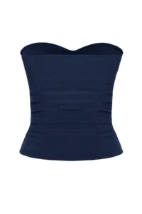 TRENDYOLMİLLA Navy Blue Accessory Detailed Strapless Knitting Chic Blouse - Image 6