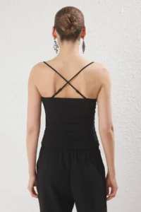 TRENDYOLMİLLA Black Off-Shoulder Neck Lace Detailed Knitting Chic Blouse - Image 5