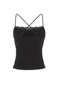 TRENDYOLMİLLA Black Off-Shoulder Neck Lace Detailed Knitting Chic Blouse - Image 6
