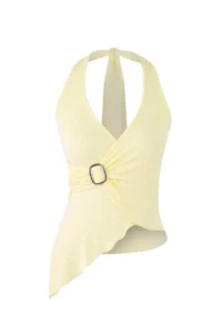 TRENDYOLMİLLA Light Yellow Double breasted Yaka Accessory Detailed Knitting Party Blouse - Image 5