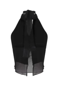 TRENDYOLMİLLA Black Barbell Neck Knitting Tulle Party Blouse - Image 7