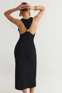 TRENDYOLMİLLA Black Body-Fitting Back Accessory Detailed Knitting Chic Evening Gown Gece Graduation Dress - Image 5