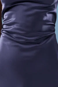 TRENDYOLMİLLA Navy Blue Detailed Off-Shoulder Neck Satin Weaving Chic Evening Gown Gece Graduation Dress - Image 4