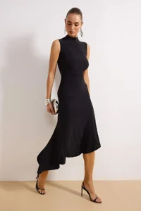 TRENDYOLMİLLA Black Skirt Ruffle Detailed Knitting Chic Evening Gown Night Graduation Dress