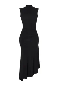 TRENDYOLMİLLA Black Skirt Ruffle Detailed Knitting Chic Evening Gown Night Graduation Dress - Image 7