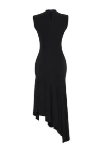 TRENDYOLMİLLA Black Skirt Ruffle Detailed Knitting Chic Evening Gown Night Graduation Dress - Image 9