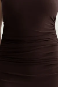 TRENDYOLMİLLA Brown Skirt Ruffle Detailed Knitting Chic Evening Gown Night Graduation Dress - Image 4