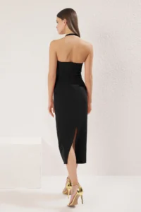 TRENDYOLMİLLA Black Accessory Detailed Weaving Chic Evening Gown Gece Graduation Dress - Image 4