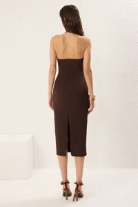 TRENDYOLMİLLA Brown Accessory Detailed Weaving Chic Evening Gown Gece Graduation Dress - Image 4