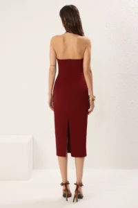 TRENDYOLMİLLA Burgundy Accessory Detailed Weaving Chic Evening Gown Gece Graduation Dress - Image 4