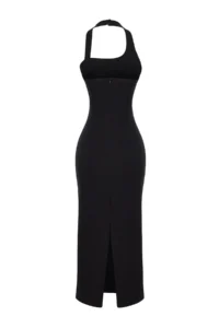 TRENDYOLMİLLA Black Fitted Shiny Stone Weaving Evening Gown Gece Graduation Dress - Image 6