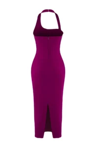 TRENDYOLMİLLA Plum Fitted Shiny Stone Weaving Evening Gown Night Graduation Dress - Image 6