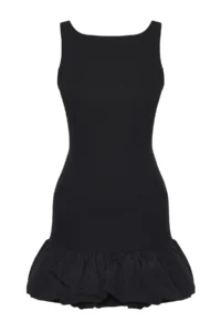 TRENDYOLMİLLA Black Balloon Skirt Detailed Inside Shorts Lined Weaving Short Evening Gown Gece Graduation Dress - Image 6