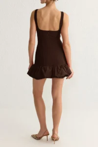 TRENDYOLMİLLA Brown Balloon Skirt Detailed Inside Shorts Lined Short Evening Gown Gece Graduation Dress - Image 5