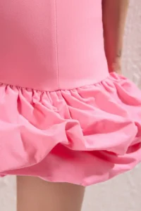 TRENDYOLMİLLA Pink Balloon Skirt Detailed Inside Shorts Lined Weaving Short Dress - Image 4