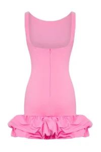 TRENDYOLMİLLA Pink Balloon Skirt Detailed Inside Shorts Lined Weaving Short Dress - Image 8