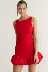 TRENDYOLMİLLA Rejection Balloon Skirt Detailed Inside Shorts Weaving Evening Gown Night Graduation Dress - Image 4