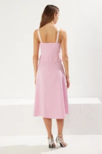 TRENDYOLMİLLA Pink A-Cut Bow Detailed Weaving Chic Evening Gown Night Graduation Dress - Image 5
