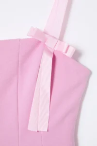 TRENDYOLMİLLA Pink A-Cut Bow Detailed Weaving Chic Evening Gown Night Graduation Dress - Image 7