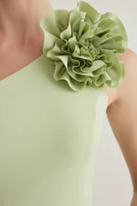 TRENDYOLMİLLA Mint A-Kesim removable Accessory Detailed Weaving Chic Evening Gown Gece Graduation Dress - Image 4
