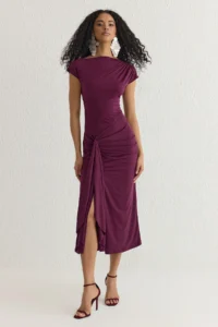 TRENDYOLMİLLA Plum Fitted Back Adjustable Lace Evening Gown Night Graduation her dress