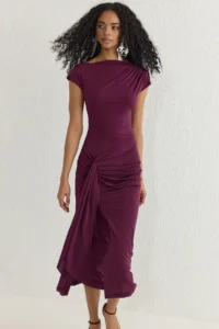 TRENDYOLMİLLA Plum Fitted Back Adjustable Lace Evening Gown Night Graduation her dress - Image 2
