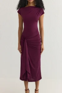 TRENDYOLMİLLA Plum Fitted Back Adjustable Lace Evening Gown Night Graduation her dress - Image 3