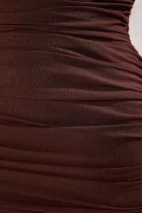 TRENDYOLMİLLA Brown Fitted Knitting Short Chic Evening Gown Gece Graduation Dress - Image 3