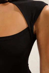 TRENDYOLMİLLA Black Fitted Knitting Midi Chic Evening Gown Gece Graduation Dress - Image 4