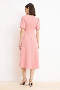 TRENDYOLMİLLA Light Pink Plain Skirt Opened at Waist with bow Knitting Finike Midi Unlined Elegant/Evening Dress - Image 4