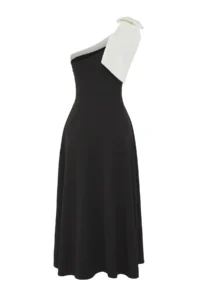 TRENDYOLMİLLA Black-White Bow Detailed Evening Gown Night Graduation Dress - Image 6