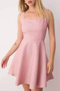TRENDYOLMİLLA Pink A Cut jacquard Mini Chic Gece Graduation Dress - Image 3