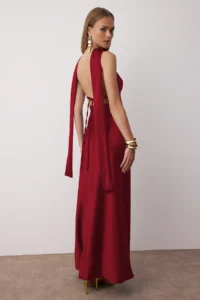 TRENDYOLMİLLA Rejection Shawl Detailed Satin Weaving Maxi Evening Gown Gece Graduation Dress - Image 4