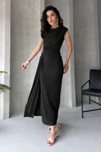 TRENDYOLMİLLA Black Bodycon Maxi Chic Night Evening Gown Graduation Dress - Image 2