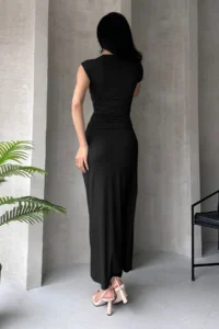 TRENDYOLMİLLA Black Bodycon Maxi Chic Night Evening Gown Graduation Dress - Image 3