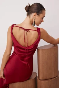 TRENDYOLMİLLA Rejection A-Kesim Off-Shoulder Neck Satin Maxi Chic Dress