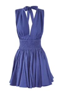 TRENDYOLMİLLA Mavi Waist Opening/skater Fall Detail Siphon Short/Mini Dress - Image 6