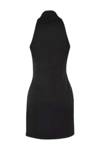 TRENDYOLMİLLA Black Off-Shoulder Neck Satin Mini Weaving her dress - Image 6
