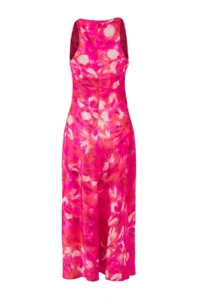 TRENDYOLMİLLA Pink-Multicolored Abstract Satin Midi Unlined Dress - Image 6