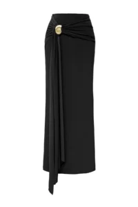 TRENDYOLMiLLA Black Body-Fitting Accessory Detailed Knitting LONG Skirt - Image 3