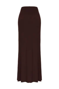 TRENDYOLMiLLA Brown Body-Fitting Accessory Detailed Knitting LONG Skirt - Image 5
