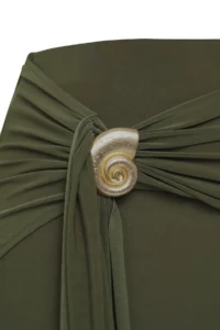 TRENDYOLMiLLA Khaki Body-Fitting Accessory Detailed Knitting LONG Skirt - Image 5