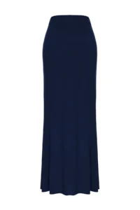 TRENDYOLMiLLA Navy Blue Fitting Accessory Detailed Knitting LONG Skirt - Image 5