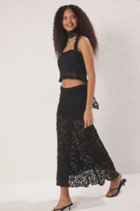 TRENDYOLMiLLA Black textured Maxi Size Knitting Skirt - Image 2