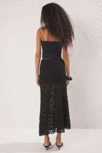TRENDYOLMiLLA Black textured Maxi Size Knitting Skirt - Image 4