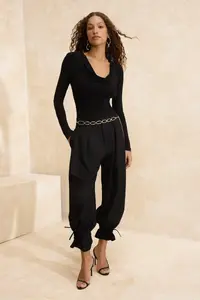 TRENDYOLMİLLA Black Black Off-Shoulder Neck padded Knitting Party Bodysuit .D.00004 - Image 2