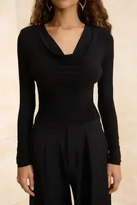 TRENDYOLMİLLA Black Black Off-Shoulder Neck padded Knitting Party Bodysuit .D.00004 - Image 4
