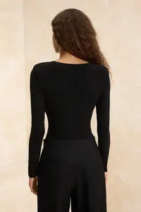 TRENDYOLMİLLA Black Black Off-Shoulder Neck padded Knitting Party Bodysuit .D.00004 - Image 5