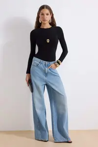 TRENDYOLMİLLA Black Accessory Detailed Shirred Bottom snaps Party Bodysuit .D.00006 - Image 2