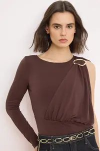 TRENDYOLMİLLA Brown Single Arm Accessory Detailed Knitting Bodysuit .D.00008 - Image 2